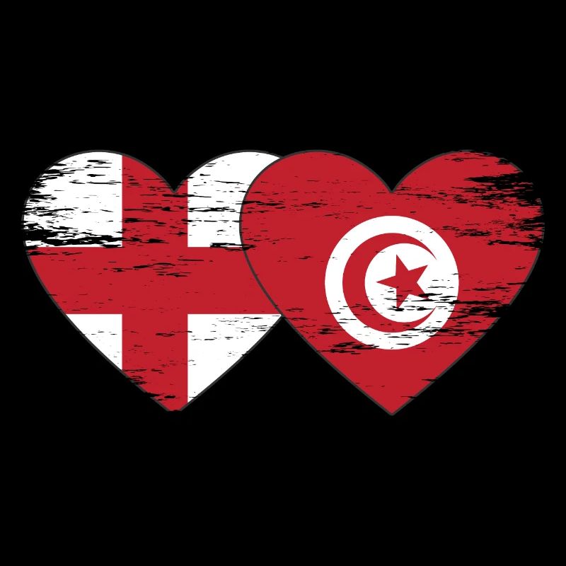 Angleterre Tunisie Drapeau Coeur Utilisé