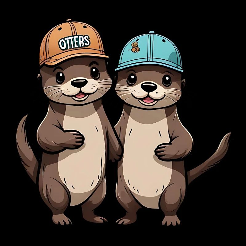 Two Cute Otter Buddies Buddies Forever