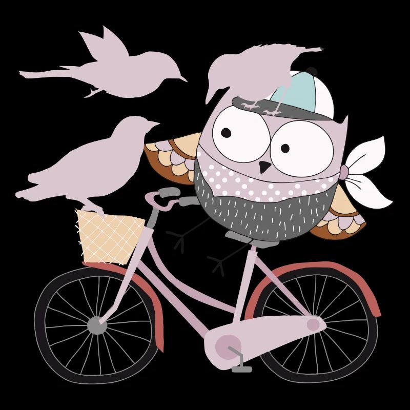 Eule auf Rad mit Vogel Vögel -