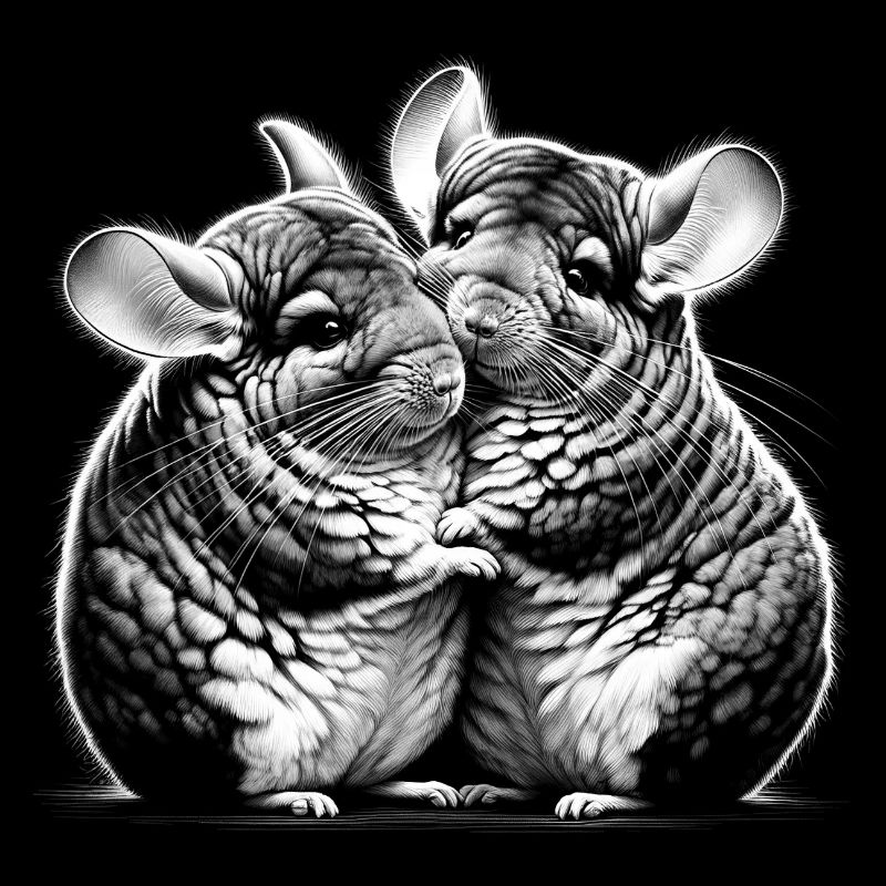 Two cute cuddling chinchillas
