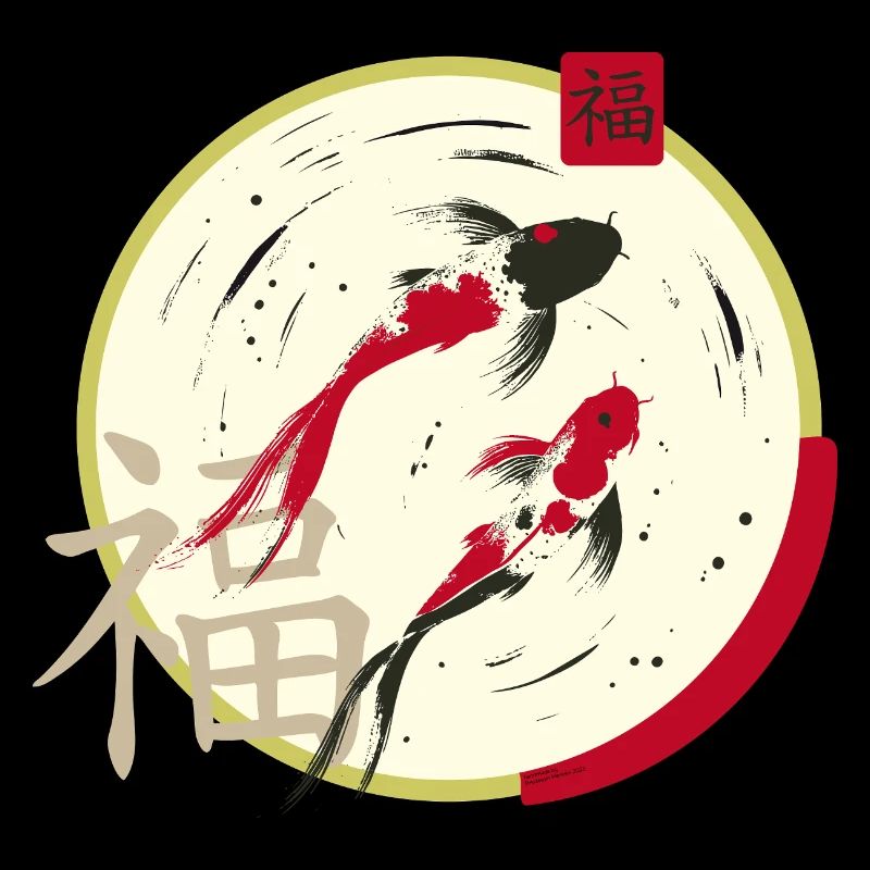 Koi Zen Moon Circle Prosperity