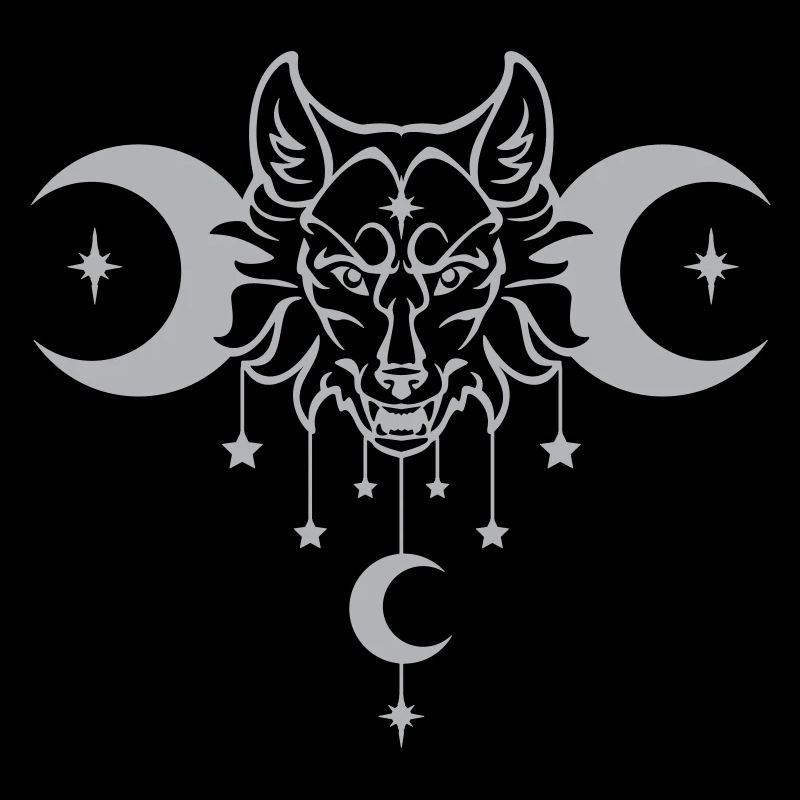 Wicca Moon Wolf - Anpassbare Farbe