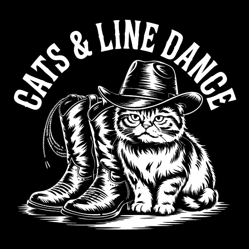 Cats Cowboy Line Dance Illustration