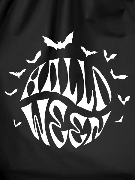 Halloween circle logo with bats