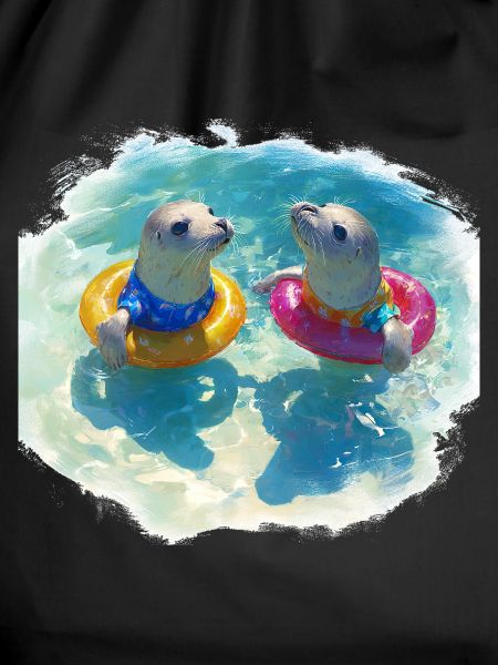 Happy seals with pool tires