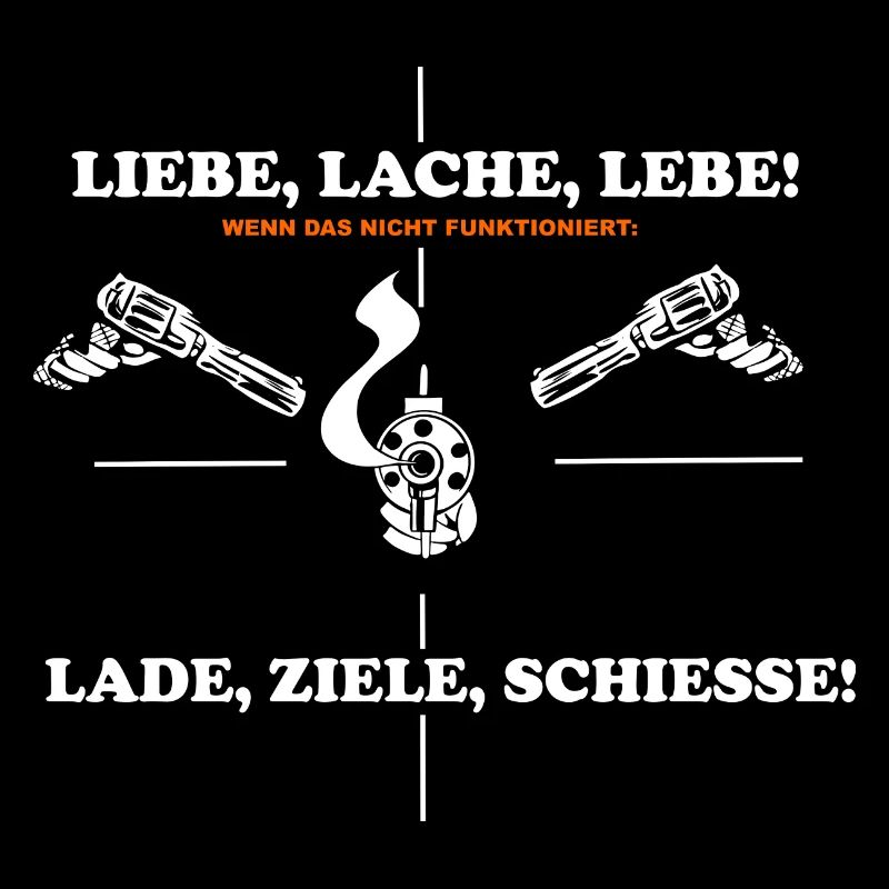 Witziges Motto mit Pfeifen und Waffe