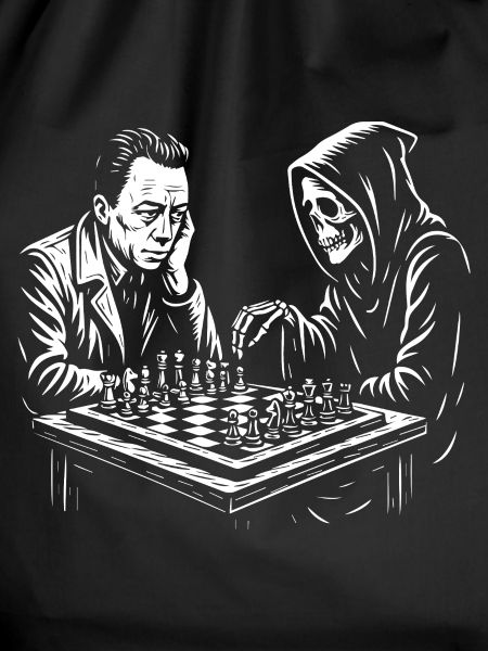 Albert Camus spielt Schach mit Sensenmann