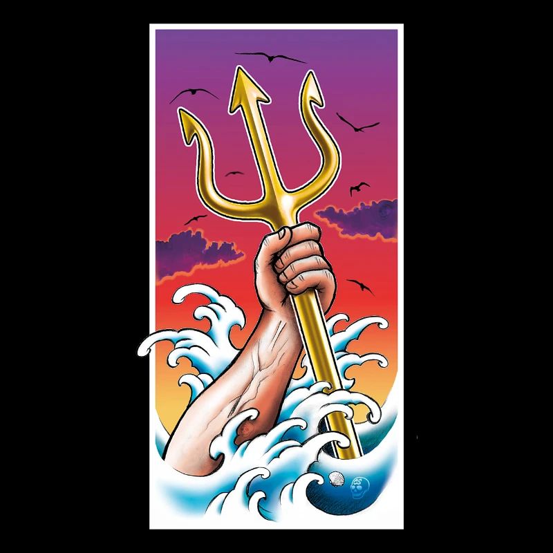 Poseidon Meeresgott unter Wasser mit Dreizack in der Hand