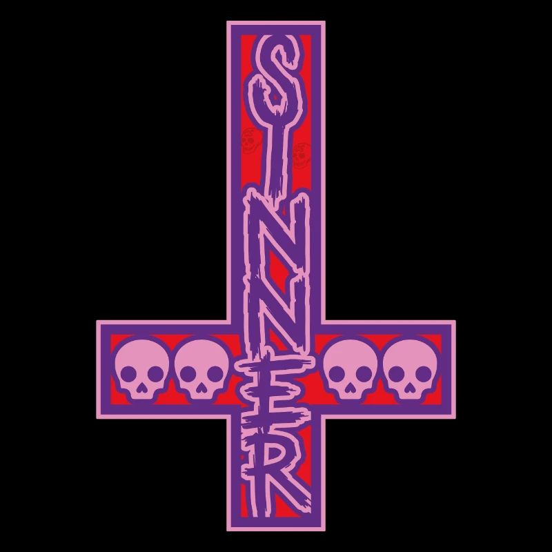 Sinner On Inverted Cross Pink & Purple