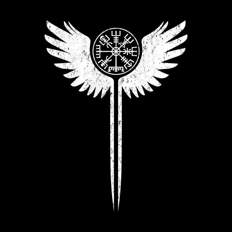 Valkyrie Wing Vegvisir Viking Runic Compass