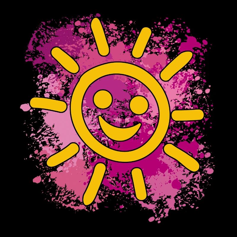 Soleil souriant sur des éclaboussures colorées de couleur