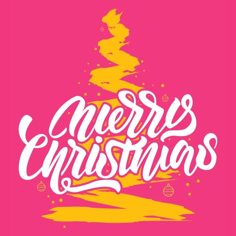 Merry Christmas Script on Gold Tree