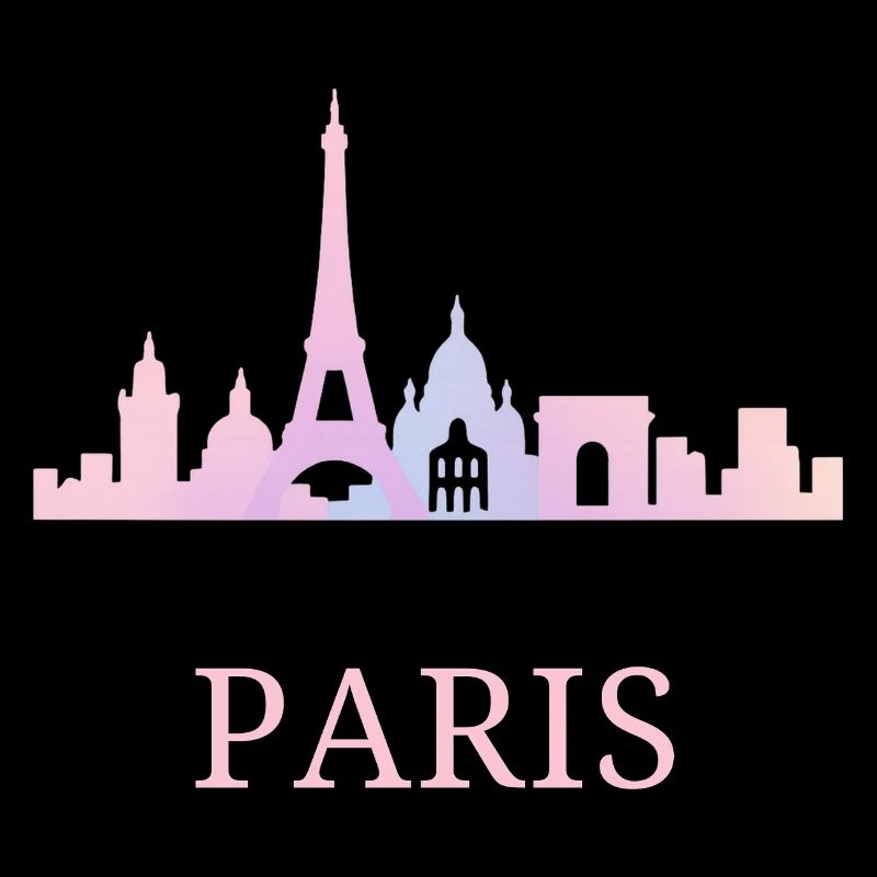 Pastel Paris skyline silhouette vibes
