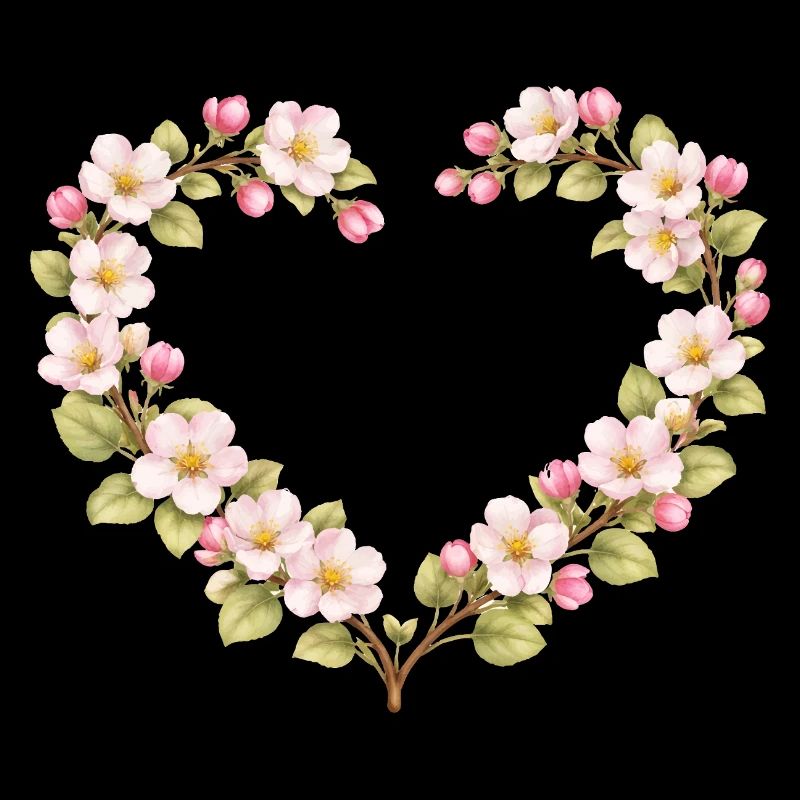 Spring Motif Apple Blossom Heart Frame