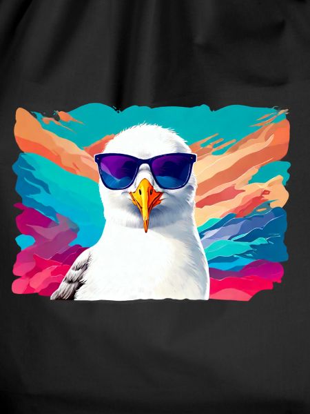 Funny seagull with sunglasses