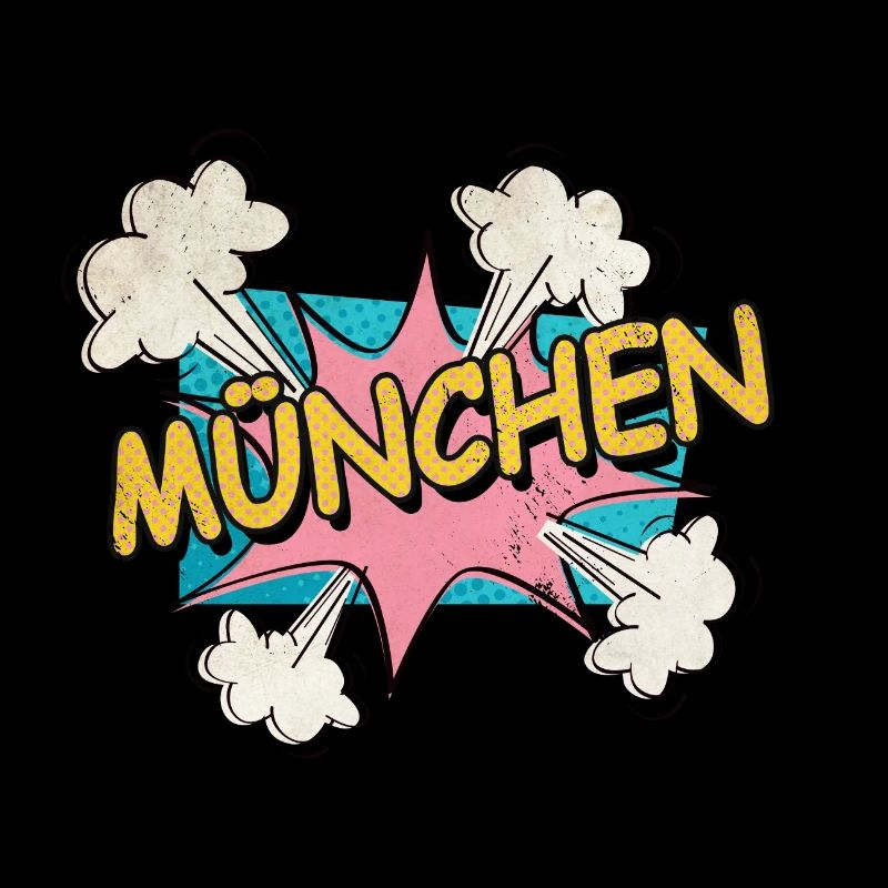 Munich Germany City Font Pop Art Comic