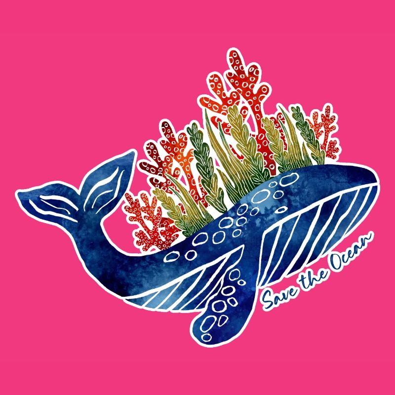 Illustration de baleine avec du corail | Protéger la mer