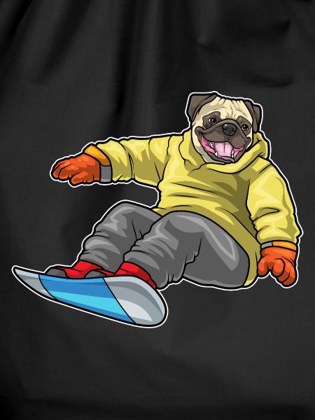Pug Snowboarder Snowboard