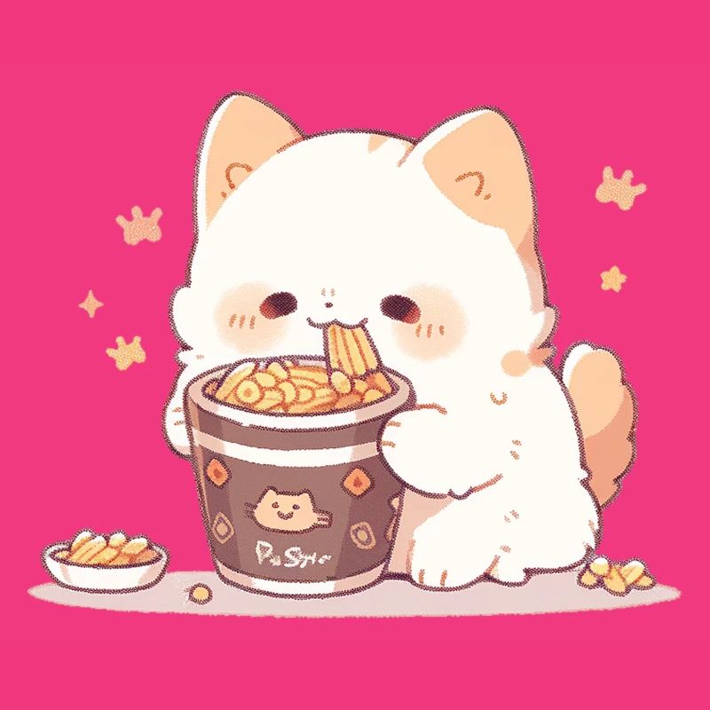 Spaghetti cats - Cat is having fun with past
