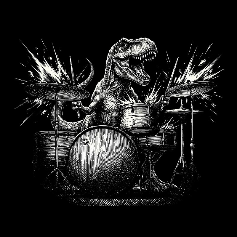 Dinosaur T-Rex Drums Drummer Rock Dino