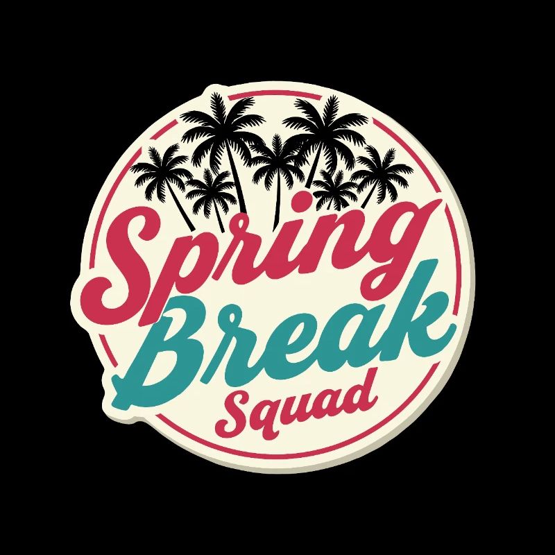Spring Break Squad Palm Trees Tropical Holiday Party