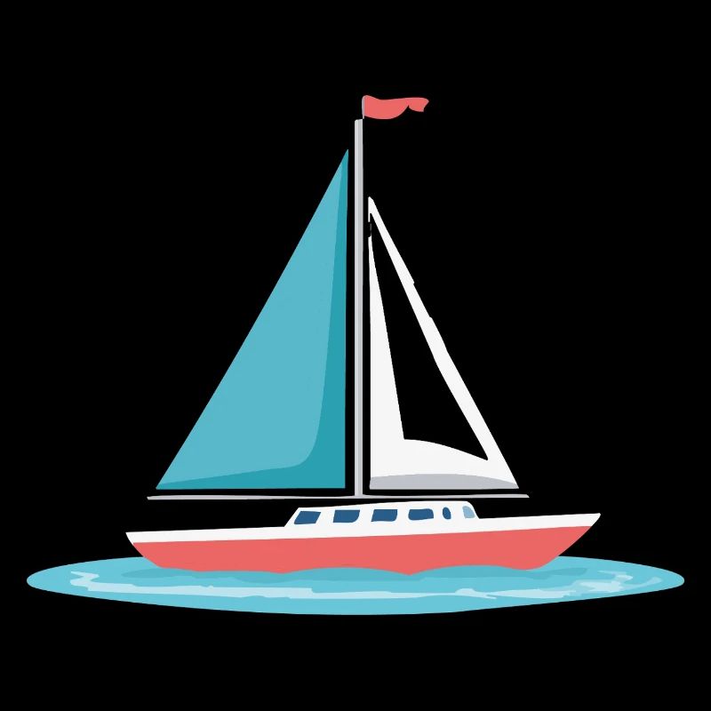 Segelboot Grafik in Mint & Rot