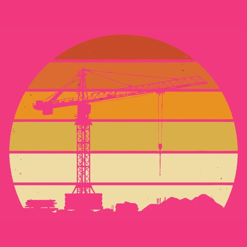Crane Operator Retro Design – Construction Site & Construction Crane