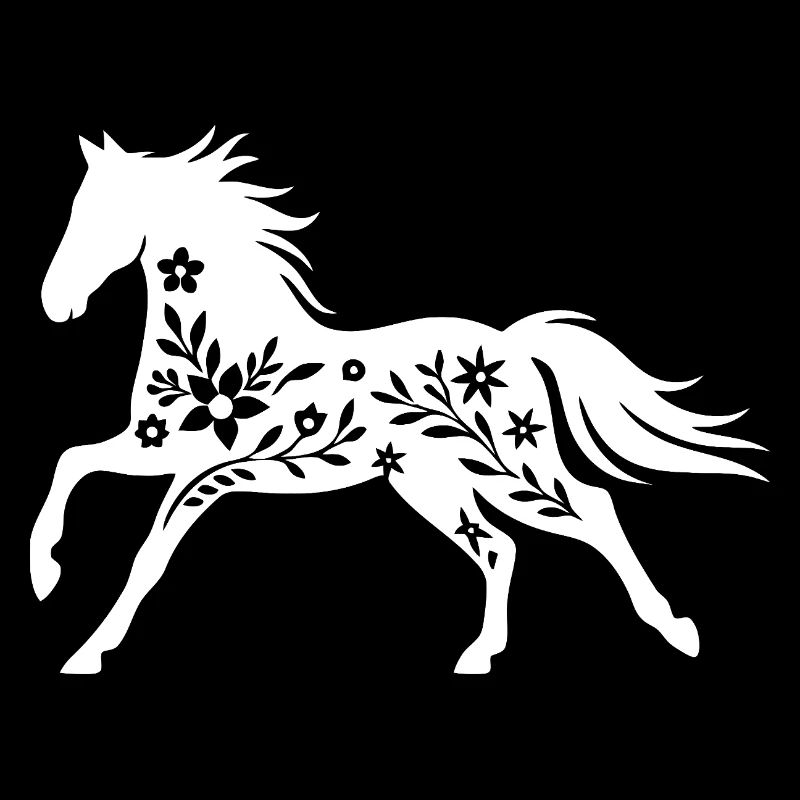 Elegante florale Pferdesilhouette