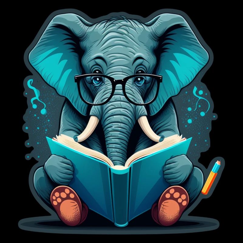 Cute Elephant Glasses Book Read Books Reader