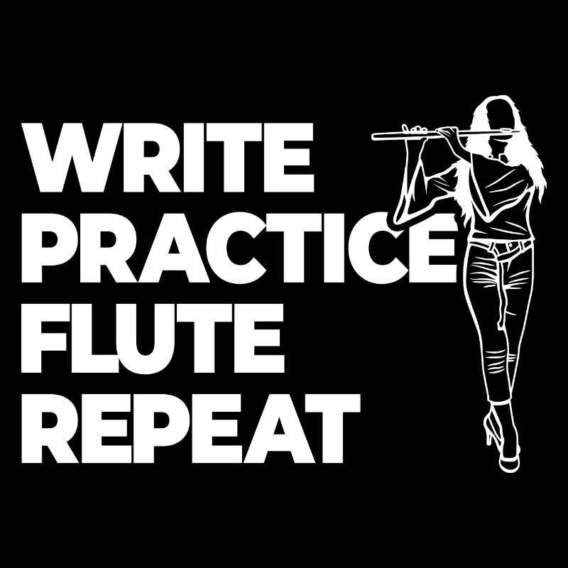 Practicing writing, repeating the flute