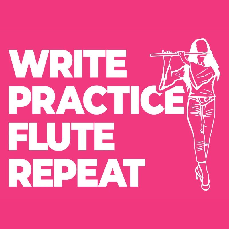 Practicing writing, repeating the flute
