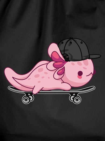 Cool Axolotl Skateboarding - Kawaii Style