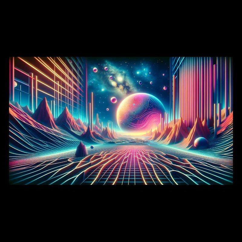 Neon Dreamscape Odyssey – Synthwave Surrealismus Wid