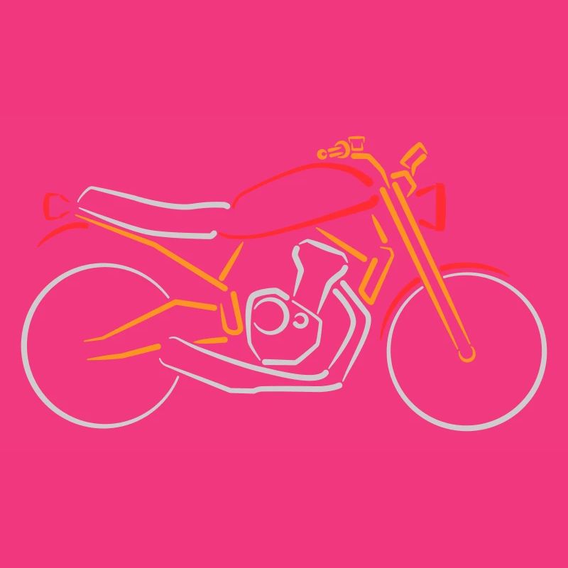 Moto Classique Bike Contours Multicolore