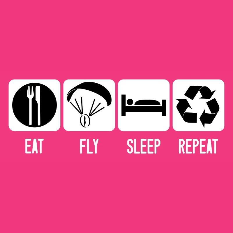 Paramoteur Manger Fly Sleep Répéter Paramoteur Noir