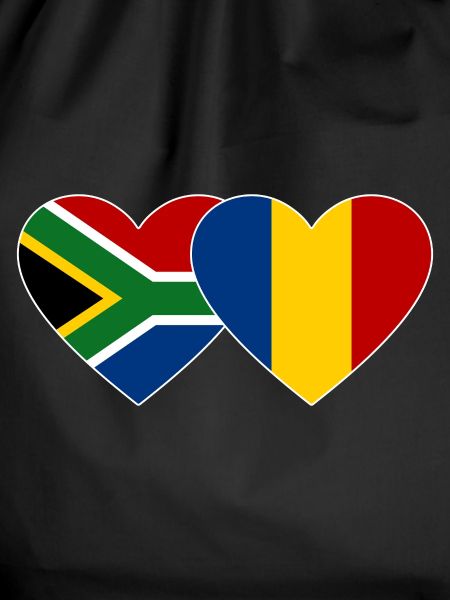 South Africa Romania Flag Heart