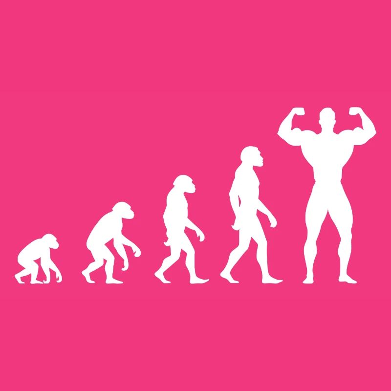 Evolution from prehistoric man to muscleman