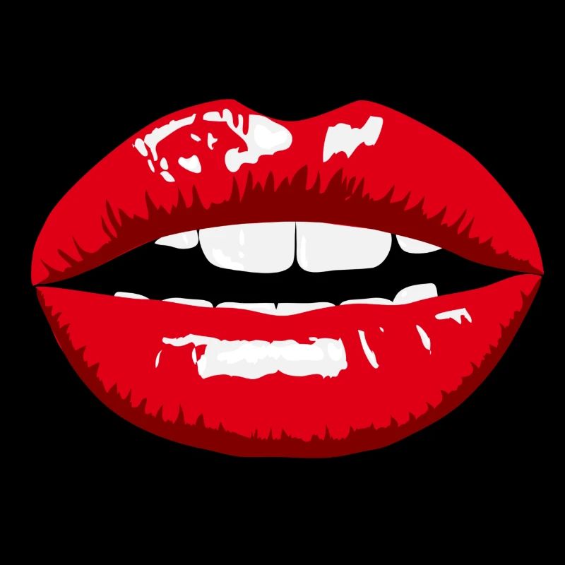 Glossy red lips print