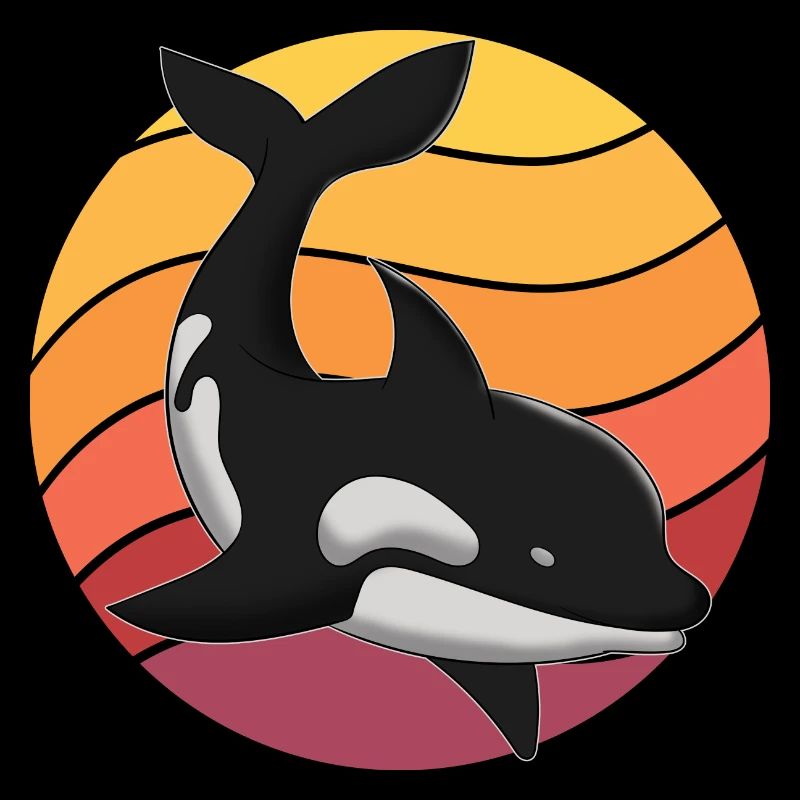 Coucher de soleil à épée baleine tueuse Orca