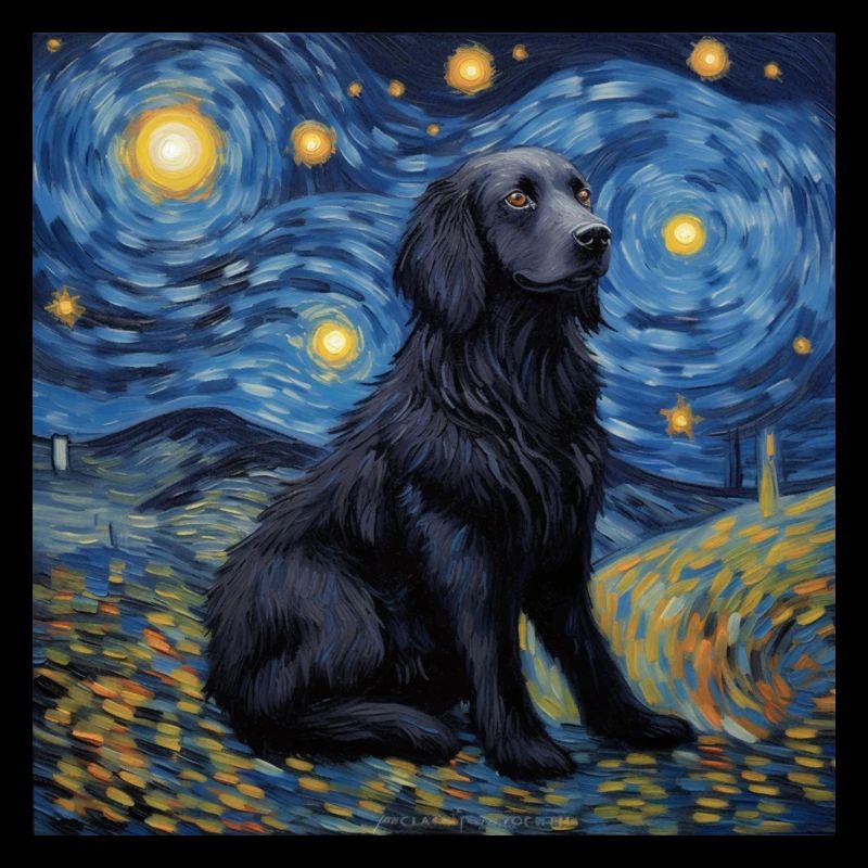 Flat Coated Retriever Starry Night