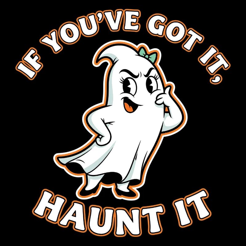 Playful ghost motif with saying
