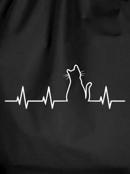 Cat silhouette with heartbeat