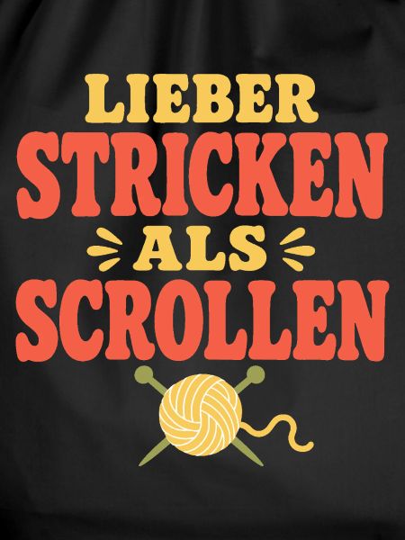 Lieber stricken als scrollen – Retro-Strickspruch