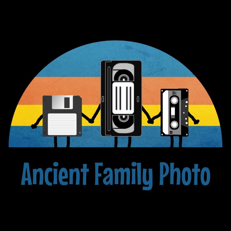 Retro floppy video cassette audio cassette photo
