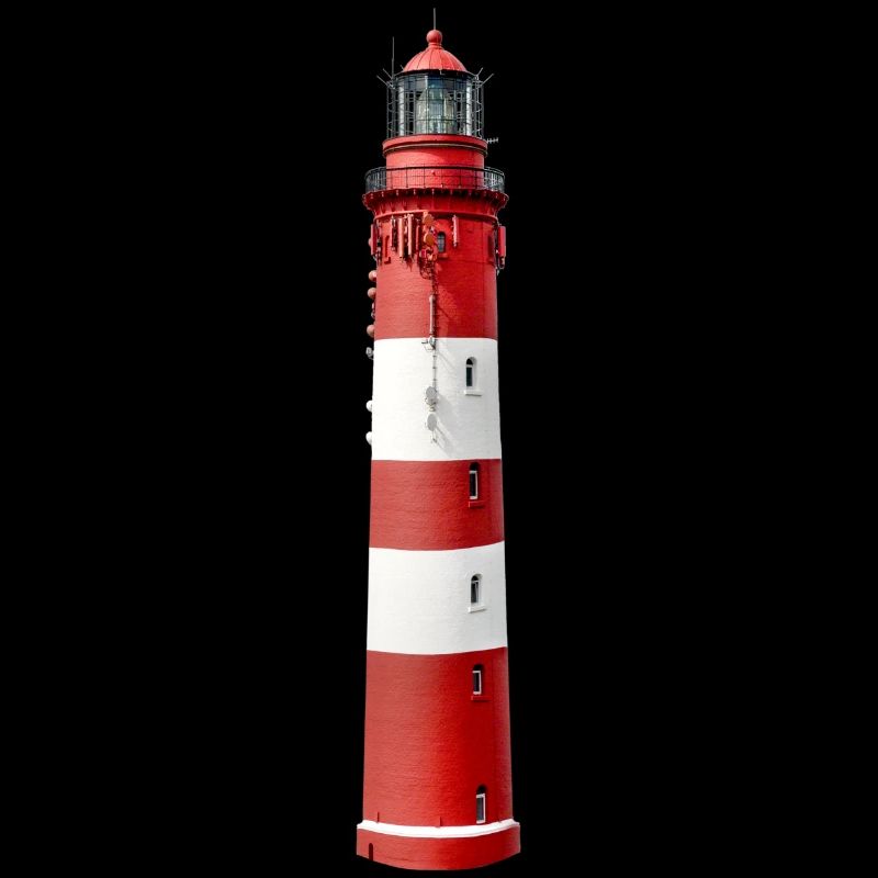 Lighthouse exposed, red white