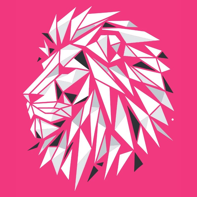 Geometric Triangle Circle Black and White Lion Head