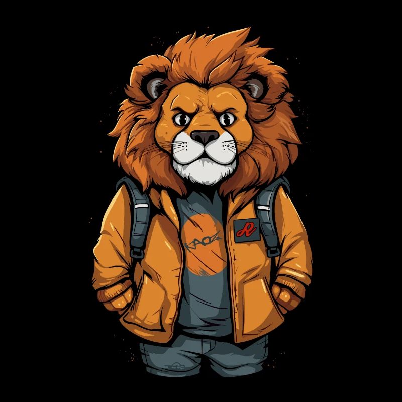 Lion with Backpack: Back to School