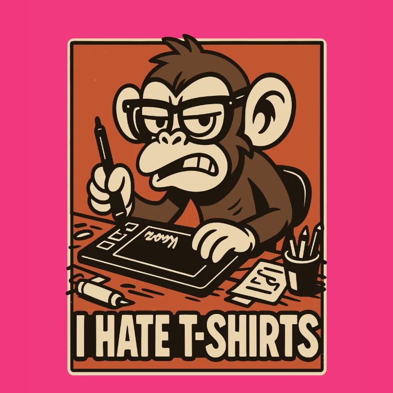 Angry monkey on drawing tablet comic style