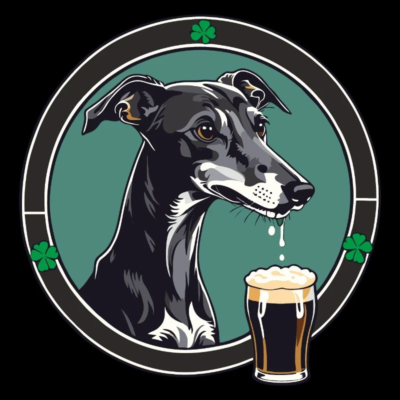 Lévrier dégustant une pinte d’Irish Stout