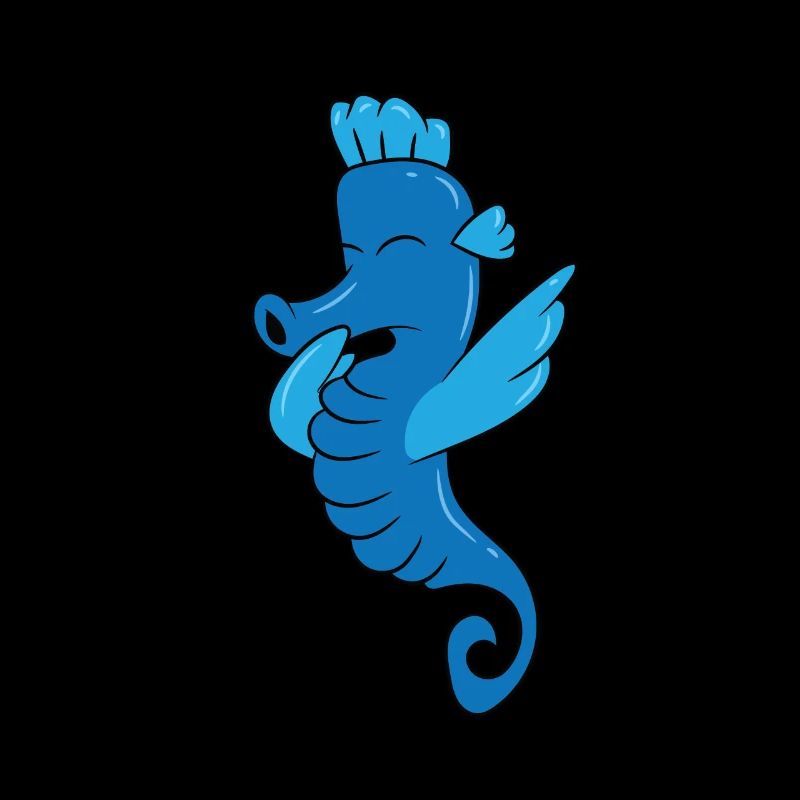 Seepferdchen - blau, DAB, dabben, dabbing, tanzen